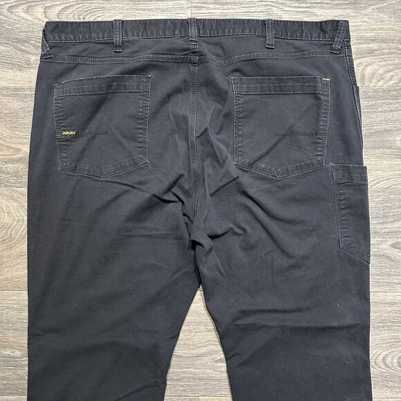 Ariat 46x32 Rebar M4 Pants DuraStretch Tough Double Front Straight Leg Black - Picture 12 of 14